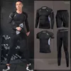 Tute da uomo Abbigliamento sportivo a compressione Tute da palestra Abbigliamento da allenamento attillato Allenamento da jogging Set sportivo Fitness Tuta da corsa