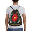Shopping Bags Mexican Spanish Flowers Drawstring Backpack Lightweight Traditional Textile Gym Sports Sackpack Sacks For