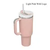 DHL Winter Cosmo Rose avec 1: 1 Quencher H2.0 40 oz Gobelets en acier inoxydable avec poignée, couvercle et paille cible rouge vacances Cobrand Valentine's Car Mugs 0105