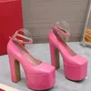 Tan-go platform pompalar topuklu ayakkabılar tıknaz blok topuklu kare ayak parmağı kadın lüks tasarımcılar patent deri dış taban gece elbise ayakkabıları 15.5cm fabrika ayakkabı