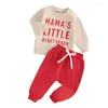 Ensembles de vêtements pour bébés filles et garçons, tenue de saint-valentin, sweat-shirt à manches longues, pantalon de survêtement, vêtements d'hiver et de printemps