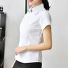 Blouses-shirts voor dames mode wit gestreepte shirt professionele Koreaanse revers slanke tops korte mouwen formele ol lange mouwen button up dames