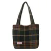 Evening Bags Tote Women's Bag Shoulder Wool Shopper Bags For Women Large Capacity Autumn Winter Soft Plaid Ladies Travel Designer Handbag 230412