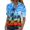 Camicette da donna Camicia per donna Moda 2023 Top da spiaggia stampato hawaiano Camicie a fiori Top oversize Tuniche estive Blusas Mujer