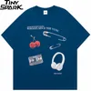 Męskie koszulki męskie t-shirt thirt róża graficzna swoboda koszulka harajuku hip hop tshirt krótkie rękawowe bawełniane topy tee unisex niebieski biały 230412