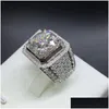 Met zijstenen modeheren ring sieraden hoogwaardige verlovingsringen voor dames gesimdeeld diamant sier drop leveren dhgarden otdne