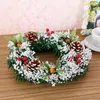 Decorative Flowers Christmas Wreath With Artificial Pine Cones Berries And Holiday Front Door Wall Hanging Decoration Party Decor Gift