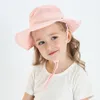 Cappello da sole per bambini 2023 Estate Maglia di colore puro Catena Cappelli a secchiello per esterni Traspirante Ragazzi per ragazze Cappello protettivo UV