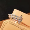 Band schattige vrouwelijke kleine Lab Diamond Set% echte Sterling Sier verlovingsring Vintage trouwringen voor vrouwen AA230412