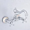 Bathroom Sink Faucets Wall Mount Dual Cross Handle Polished Chrome Brass Kitchen Basin /Sink Faucet Lsf780