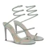 Luksusowa marka Renecaovilla Women Cleo Sandals Buty Crystal Strappy Women High Heels Lady Gladiator Sandalias Party Wedding Sexy Walking EU35-43 z pudełkiem