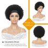 Hair Wigs Afro Puff Curly Short Headband Head Wrap Brazilian Human for Black Women Turban 230412