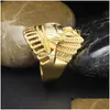 Band Ringe Herren Hip Hop Gold Ring Schmuck Retro Indianerhäuptling Punk Vintage übertrieben Legierung Metall Drop Delivery Dhgarden Otrnq