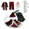 Juldekorationer 9 st. Velvet Deluxe Santa Claus Father Cosplay Suit kostym vuxen fancy klänning Full set set2003