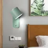 Wandlampen Macaron E27 SCONces Armaturen Noordse bedlamp De lampenkap kan roteren met schakelaar Leeslicht moderne slaapkamer