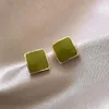 Orecchini pendenti VSnow Temperamento Colore verde Smalto Stud per le donne Semplice quadrato geometrico Gioielli da sposa Pendientes