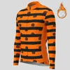 Racing Jackets Halloween Pumpkin Stripe Men Winter Thermal Fleece Cycling Jersey Long Sleeve Bicycle MTB Coat Road Bike Sports Clothing