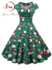 Basic Casual Dresses Christmas Party Dress Women Short Sleeve V Neck Elegant Vintage Print Xmas Year Prom Sundress 3XL Robe 231110