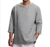 Camisetas para hombre Cuello en V Algodón Lino Camisetas Hombre Transpirable Color Sólido Manga larga Casual Deportes Moda Camiseta Tops M4XL 230411