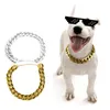 Köpek yaka oyuncak kabadayı altın zinciri küçük ve orta yakalı evcil hayvan kolyesi süslemesi plastik po pervane kedi ürünleri