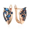 Dangle Earrings JULYDREAM Hollow Inlay Geometric Blue Zircon Drop Trendy 585 Gold Color Party Accessories Women Light Luxury Jewelry