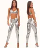 Kvinnors leggings deignade ML7555 Skinn i Super Stretch Vinyl Silver Leather Leggings for Women 230412