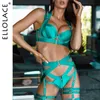 Andere slipjes ellolace sexy lingerie fancy ondergoed erotische koker riem 4 -stuk intieme goederen halter bh met boog verleidelijke exotische korte sets 230425