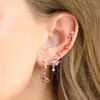 Stud Ins Asymmetric Moon Heart Earring For Women Cute Gold-plated Pink Zircon Heart Stud Earrings Fashion Aesthetic Jewelry Gift 230412