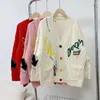 Jackets femininos Mulheres V Bolsos de pescoço Botões de letra de letra de letra de bordado de inverno