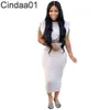 Women Two Piece Dress Outfits Summer Sleeveless Shoulder Pad T-shirt One Step Skirt Set Solid Colour Versatile Casual Suit