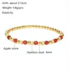 Bangle Quality Exquisite Stainless Steel Jewelry Girl Party Gift Waterproof Durable Charm Sand Gold Mixed Color Agate Pearl Bracelets