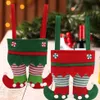 Décorations de Noël 1pc sacs de bonbons pantalon du Père Noël bassages biscuits bouteille de vin présente porte-toile de fête de fête cadeau décora265j