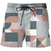 Short pour hommes Géométrie Modèle abstrait Mâle Casual 3D Imprimé Style d'été Hip Hop Black Board Séchage rapide Maillot de bain drôle