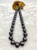 Chaînes classique collier de perles de mer pour les femmes 12-17mm perles noires rondes bijoux lumière vive moins de défauts (fermoir gratuit)