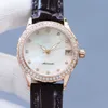 Female Designer Casual Fashion Watch Selection Calfskin Strap High-end Pearl Shell Face Dial Sapphire Glass Mirror 33mm Women's Watch