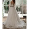 Party Dresses 2023 Sexy White A-line Wedding Dress Long Puffy Sleeves Sweetheart Lace Applique Tulle Gown Vestido De Novia Encaje