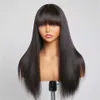 Hair Wigs Machine Made Sew in Human Straight Malaysian with Bang Natural Color for Women Glueless 230412