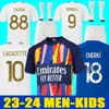 23 24 Maillot de Foot Lacazette Soccer Jerseys Home Caqueret ol Aouar Football قمصان Dembele 2023 2024 Cherki Barcola Man Kids Kits Lyon Tops Fans Player نسخة