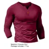 Men's T-Shirts Henley Shirt Men LongSleeve VNeck Button Placket Slim Solid Color Lightweight Breathable Soft Casual Basic Oversize Homme Autumn 230412