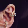 Dos boucles d'oreilles bohème Punk pas de Piercing cristal rhomboïde Triangle oreille manchette Wrap Stud Clip pour femmes fille bijoux à la mode