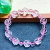 Strand Natural Rose Quartz Button Bead Bracelet Gemstone Crystal Healing Round Women Men Fine Jewelry Gift 12mm