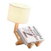 Lampes de bureau Forme de robot Lampe de table en bois E27 Support de lampe à LED Art en tissu moderne Bureau en bois Lampe de table Intérieur Étude Veilleuse Enfants Cadeau P230412