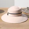Hüte mit geiziger Krempe Mode für Frauen Winter Fedoras Wollfilz Hut Britisch Retro Jazz Damen Pink Top Cap Freizeit