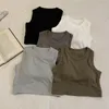 Débardeurs pour femmes été basique Camisole femmes Sport hauts courts Camises filles recadrée plaine doux extensible sans manches T-shirts Camis