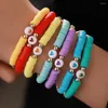 Strand 7pcs/set Bohemian Heart Polymer Clay Bracelets Set For Women Multilayer Elastic Colorful Beads Bracelet Jewelry Accessories