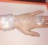 Stage Wear Clear Crystal Strass Abend Handkette Slave Armband Ring Coil Wrap Bauchtanz Körperschmuck Hochzeit Braut Armreif