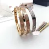 Love Bangle Bracelet Titanium Steel 3 Row Full Diamond Bracelet Size16-19 Bangle Bracelets Jewelry Gift Banquet Fashion Womens Mens Jewelry 3 Colors Gold Bangle