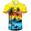 Casual shirts voor heren Hawaiiaanse Heren Summer Beach Casual 3d Sunflower Print Crop Top Outdoor Fashion Loose Oversized Men's Street T-Shirt 230412