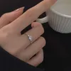 Band Rings Cute Female Small Round Stone Ring % Real Sterling Silver Wedding Band Ring Promise Open Engagement Rings For Women AA230412