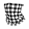 Lenços Gingham Preto Branco Xadrez Verificação Envoltório Lenço Acessórios Pescoço Capa Checkered Bandana Equitação Balaclavas para Homens Mulheres Respirável